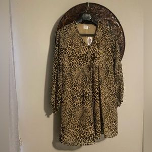 Leopard print flowy mini dress. NWT